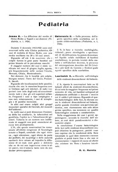 Folia medica periodico trimensile di patologia e clinica medica