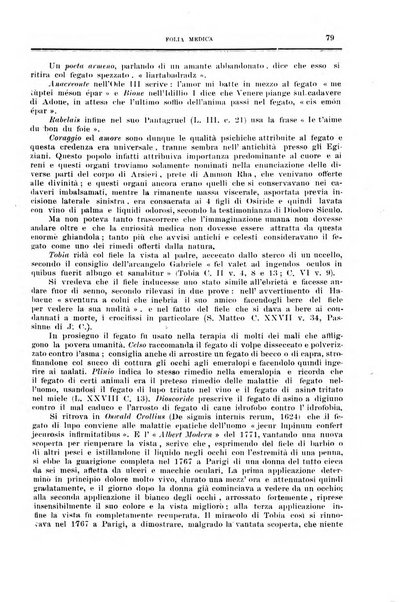 Folia medica periodico trimensile di patologia e clinica medica