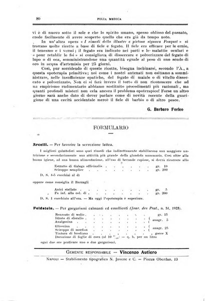 Folia medica periodico trimensile di patologia e clinica medica