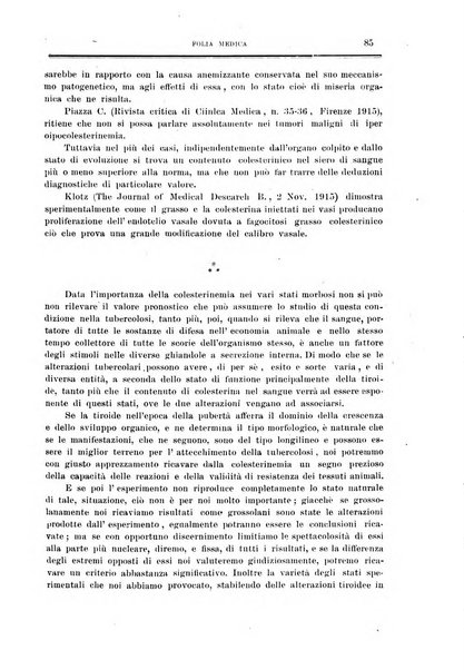 Folia medica periodico trimensile di patologia e clinica medica