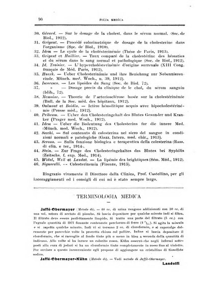 Folia medica periodico trimensile di patologia e clinica medica