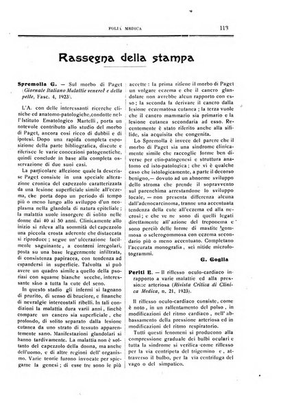 Folia medica periodico trimensile di patologia e clinica medica