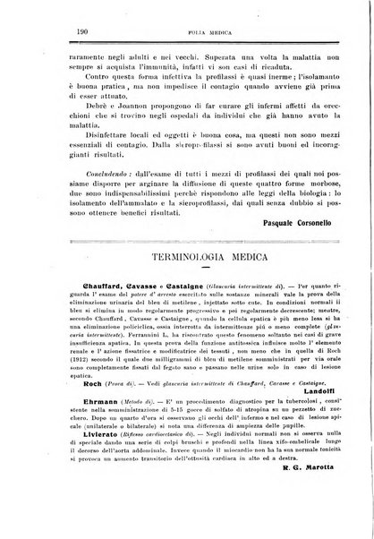 Folia medica periodico trimensile di patologia e clinica medica