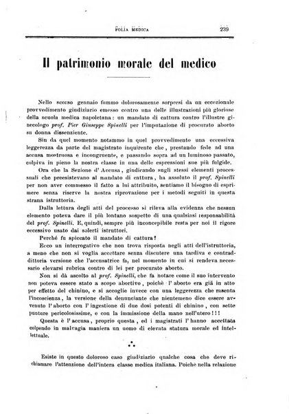 Folia medica periodico trimensile di patologia e clinica medica