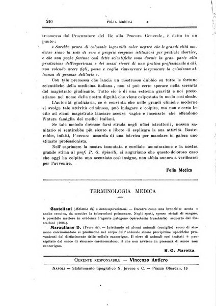 Folia medica periodico trimensile di patologia e clinica medica