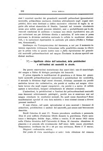 Folia medica periodico trimensile di patologia e clinica medica