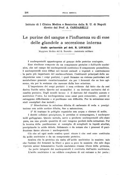 Folia medica periodico trimensile di patologia e clinica medica