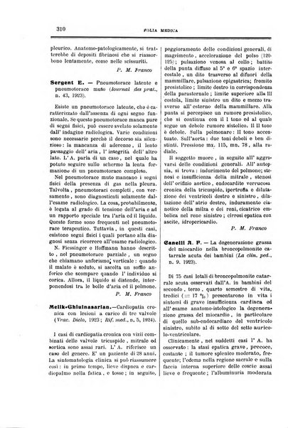 Folia medica periodico trimensile di patologia e clinica medica