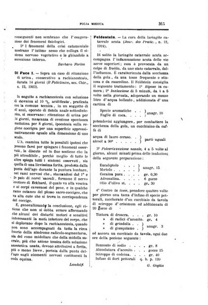 Folia medica periodico trimensile di patologia e clinica medica