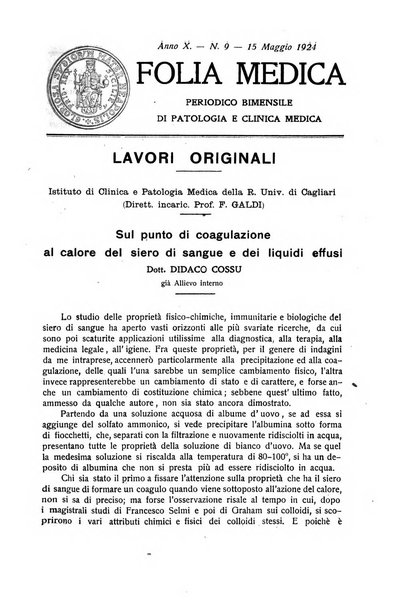 Folia medica periodico trimensile di patologia e clinica medica