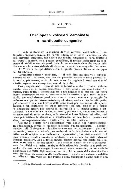 Folia medica periodico trimensile di patologia e clinica medica