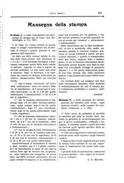 Folia medica periodico trimensile di patologia e clinica medica