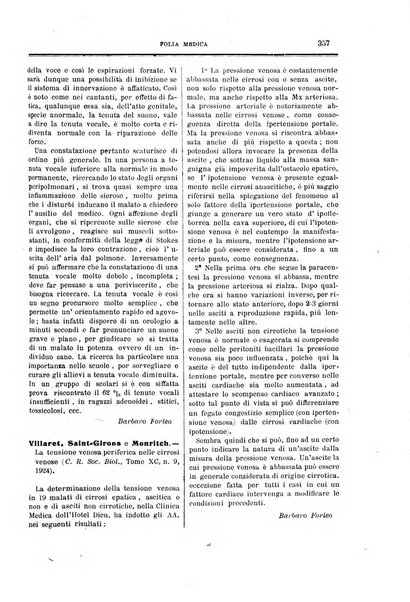 Folia medica periodico trimensile di patologia e clinica medica