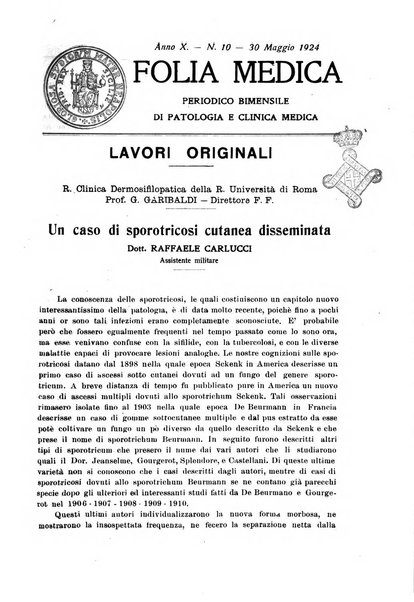 Folia medica periodico trimensile di patologia e clinica medica