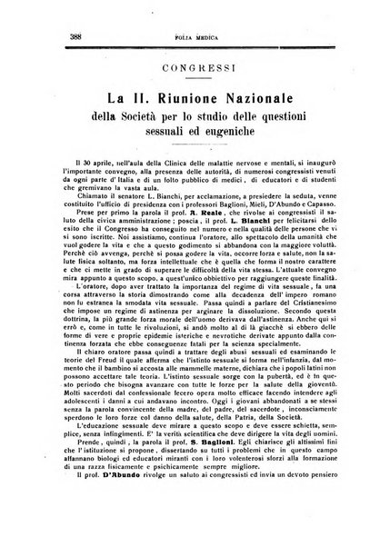 Folia medica periodico trimensile di patologia e clinica medica