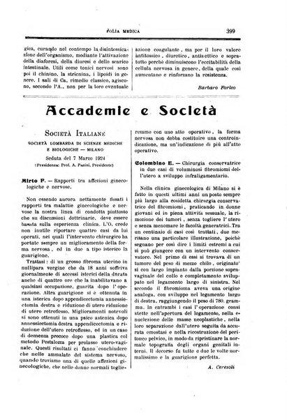 Folia medica periodico trimensile di patologia e clinica medica