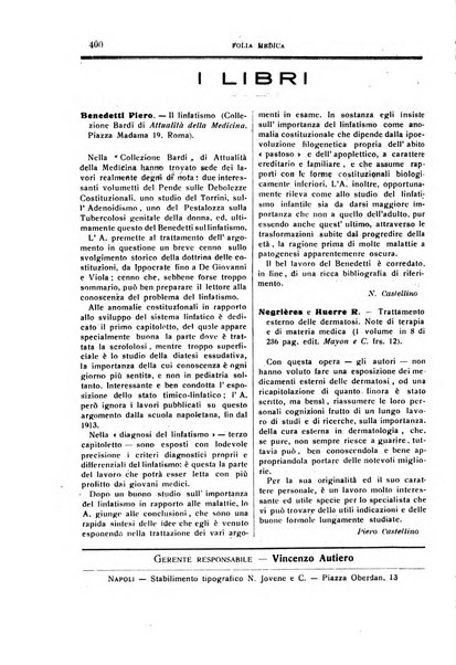 Folia medica periodico trimensile di patologia e clinica medica