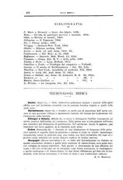 Folia medica periodico trimensile di patologia e clinica medica