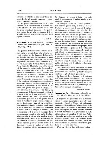 Folia medica periodico trimensile di patologia e clinica medica