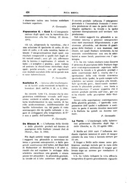 Folia medica periodico trimensile di patologia e clinica medica