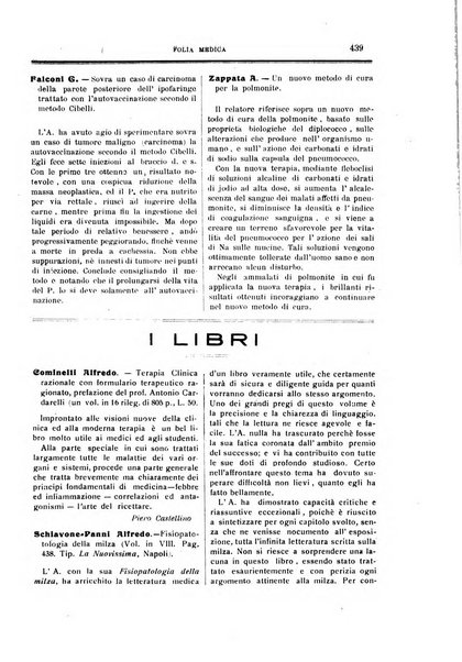 Folia medica periodico trimensile di patologia e clinica medica