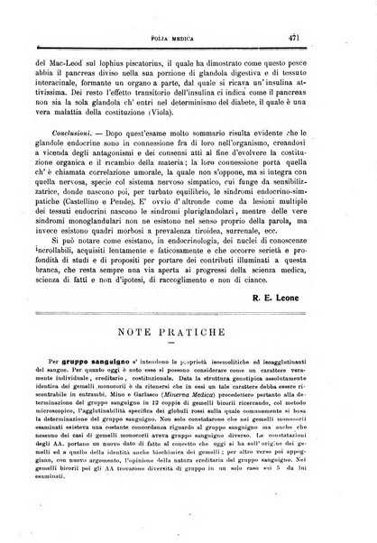 Folia medica periodico trimensile di patologia e clinica medica