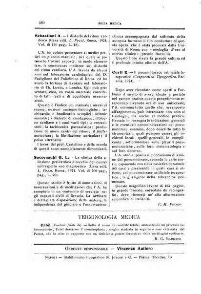 Folia medica periodico trimensile di patologia e clinica medica