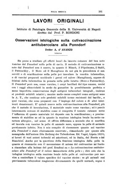 Folia medica periodico trimensile di patologia e clinica medica