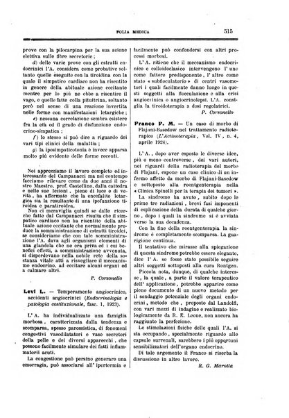 Folia medica periodico trimensile di patologia e clinica medica