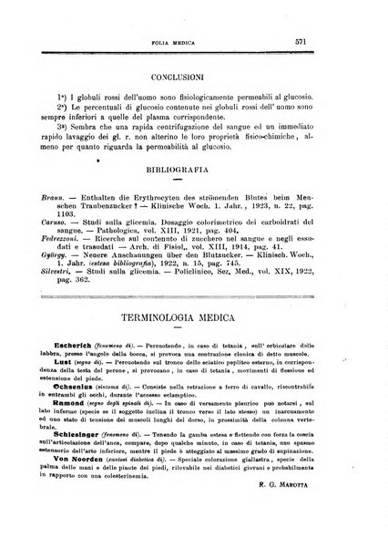 Folia medica periodico trimensile di patologia e clinica medica