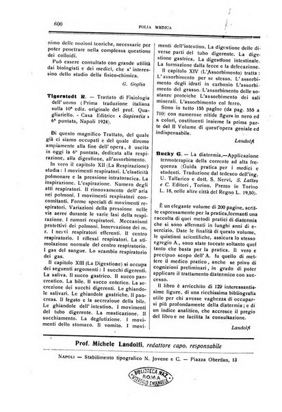 Folia medica periodico trimensile di patologia e clinica medica