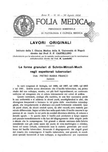 Folia medica periodico trimensile di patologia e clinica medica