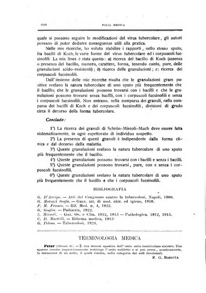 Folia medica periodico trimensile di patologia e clinica medica