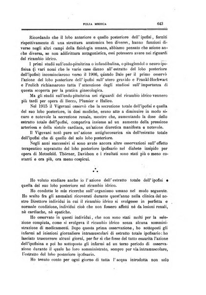 Folia medica periodico trimensile di patologia e clinica medica