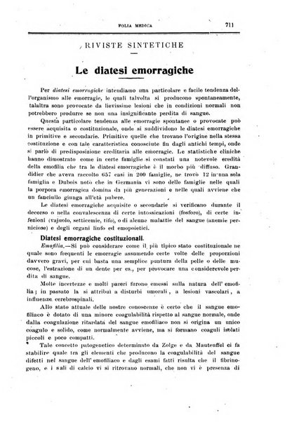 Folia medica periodico trimensile di patologia e clinica medica