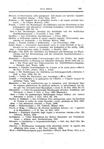 Folia medica periodico trimensile di patologia e clinica medica