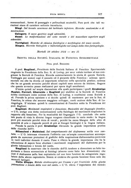 Folia medica periodico trimensile di patologia e clinica medica