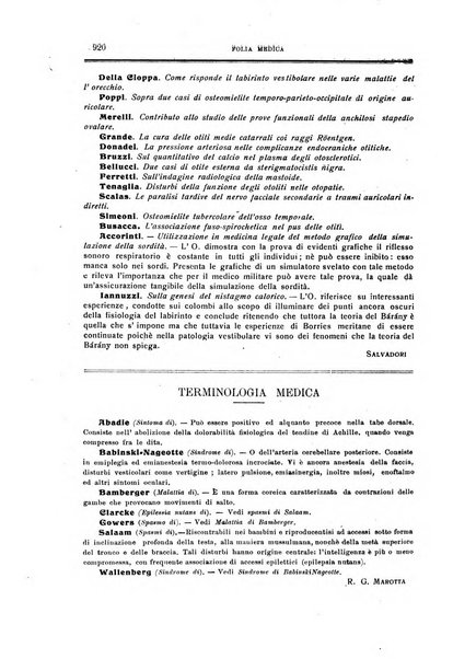 Folia medica periodico trimensile di patologia e clinica medica