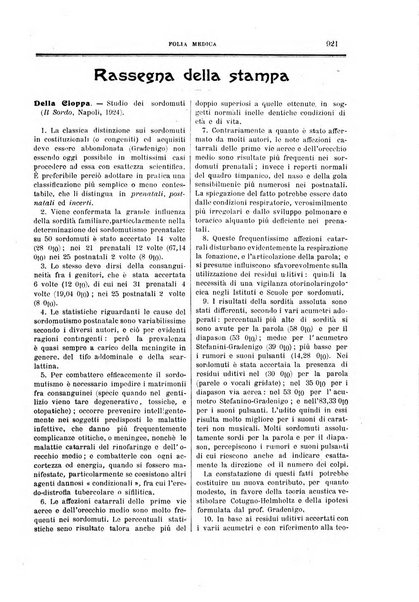 Folia medica periodico trimensile di patologia e clinica medica