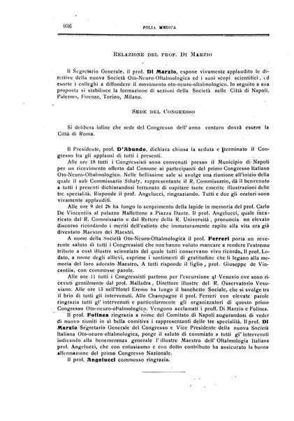 Folia medica periodico trimensile di patologia e clinica medica