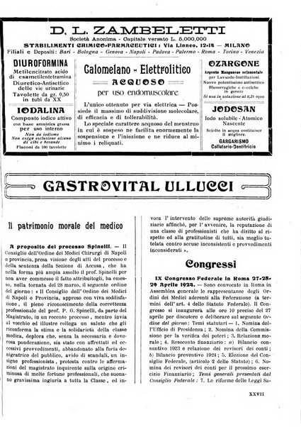 Folia medica periodico trimensile di patologia e clinica medica