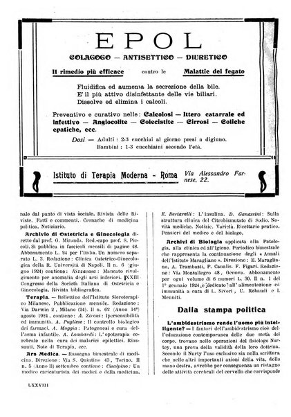 Folia medica periodico trimensile di patologia e clinica medica