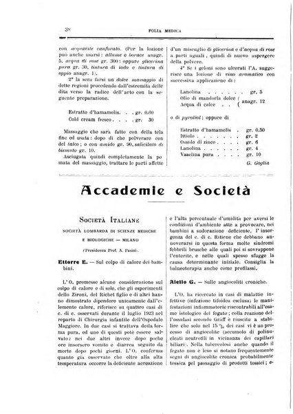 Folia medica periodico trimensile di patologia e clinica medica