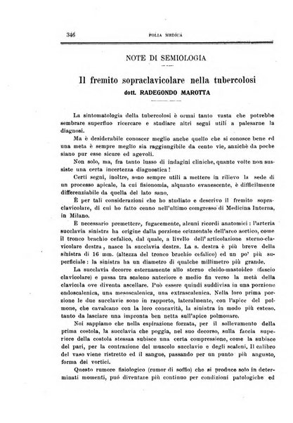 Folia medica periodico trimensile di patologia e clinica medica