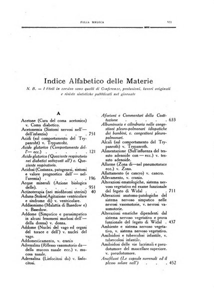 Folia medica periodico trimensile di patologia e clinica medica