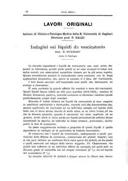 Folia medica periodico trimensile di patologia e clinica medica