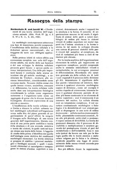 Folia medica periodico trimensile di patologia e clinica medica