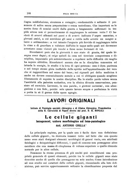 Folia medica periodico trimensile di patologia e clinica medica