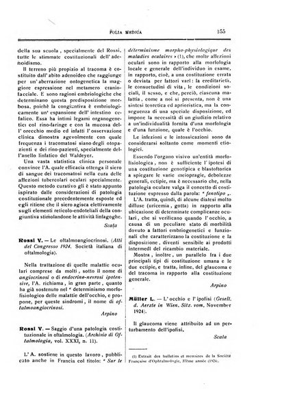 Folia medica periodico trimensile di patologia e clinica medica