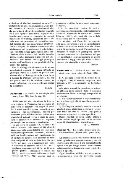 Folia medica periodico trimensile di patologia e clinica medica